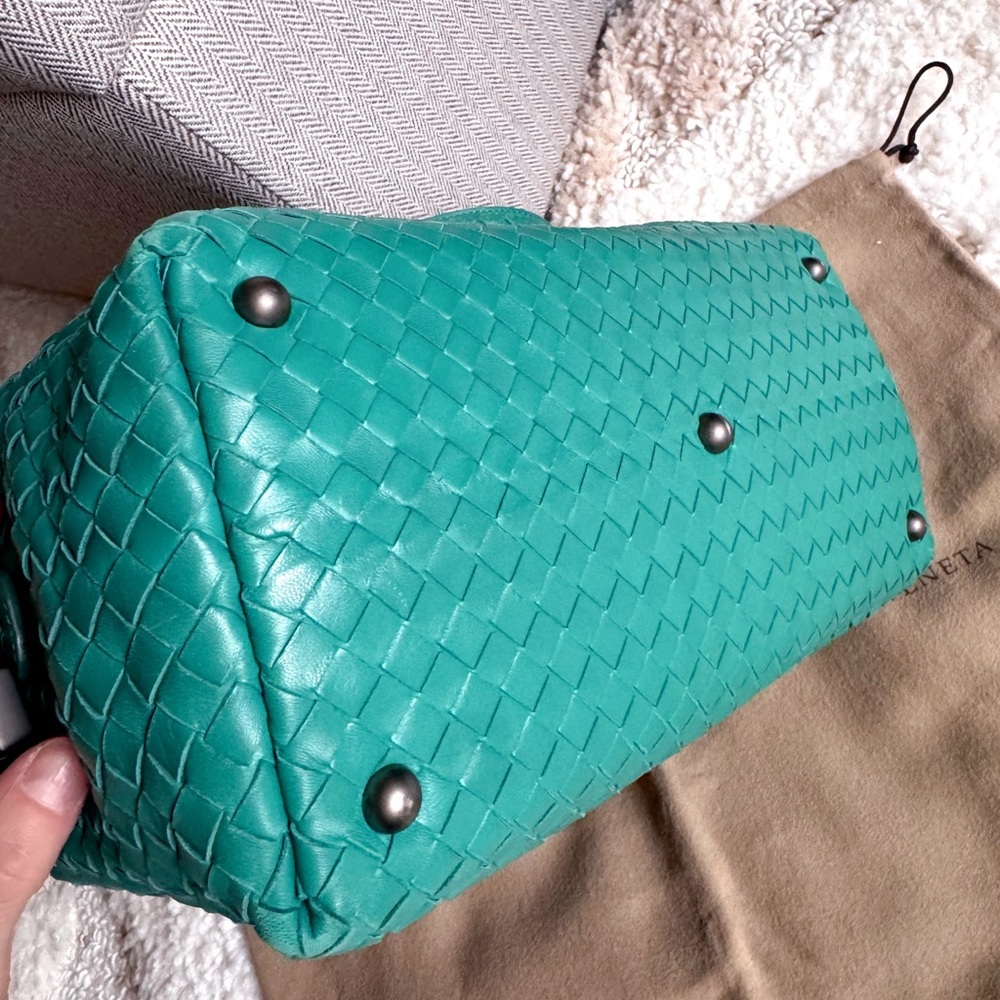 SOLD🎄Bottega Veneta montaigne teal green intrecciato satchel shoulder bag - Picture 11 of 15
